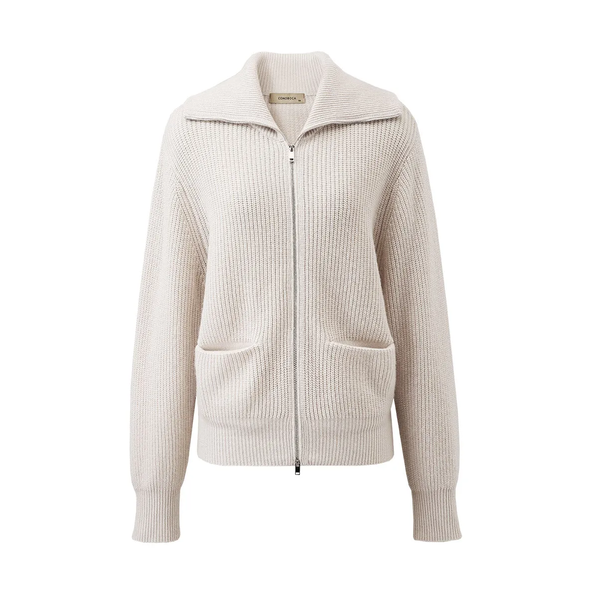 100% Wool Cozy Women's Turtleneck Zip-Up Cardigan