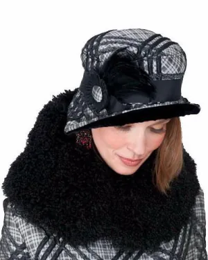 Abigail Style Hat - Silver Plaid Upholstery with Black Velvet