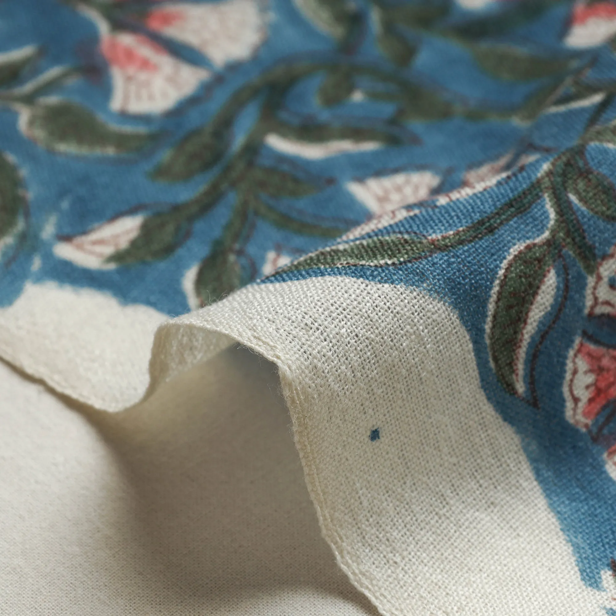Blue Special Pure Wool Sanganeri Print Fabric