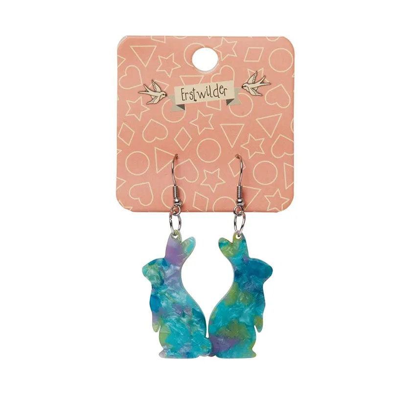 Bunny Mottled Resin Drop Earrings - Green