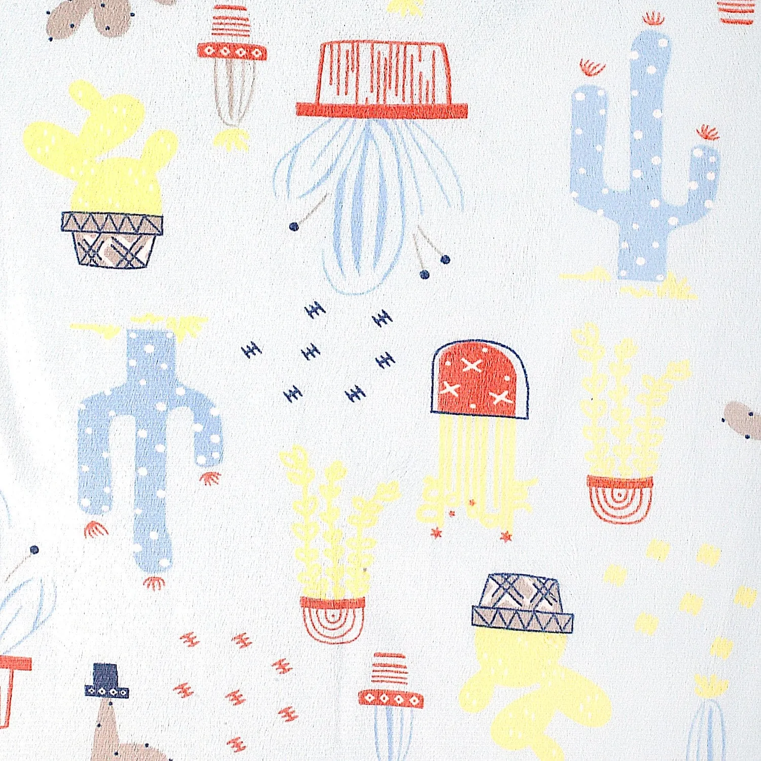 Cactus Print Blue Fur Blanket