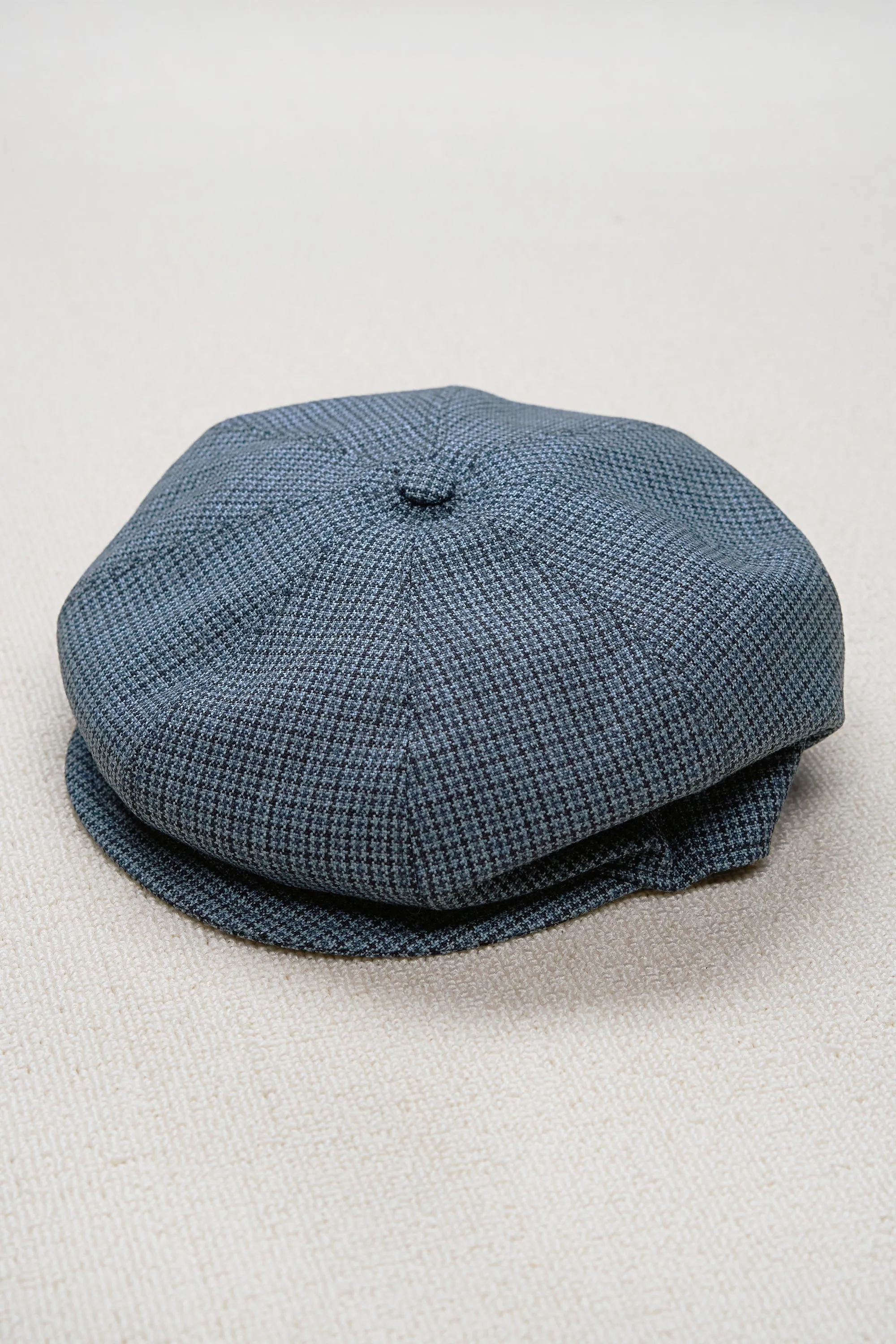 Cappellificio Biellese Kieran Blue Sportex Houndstooth Cap