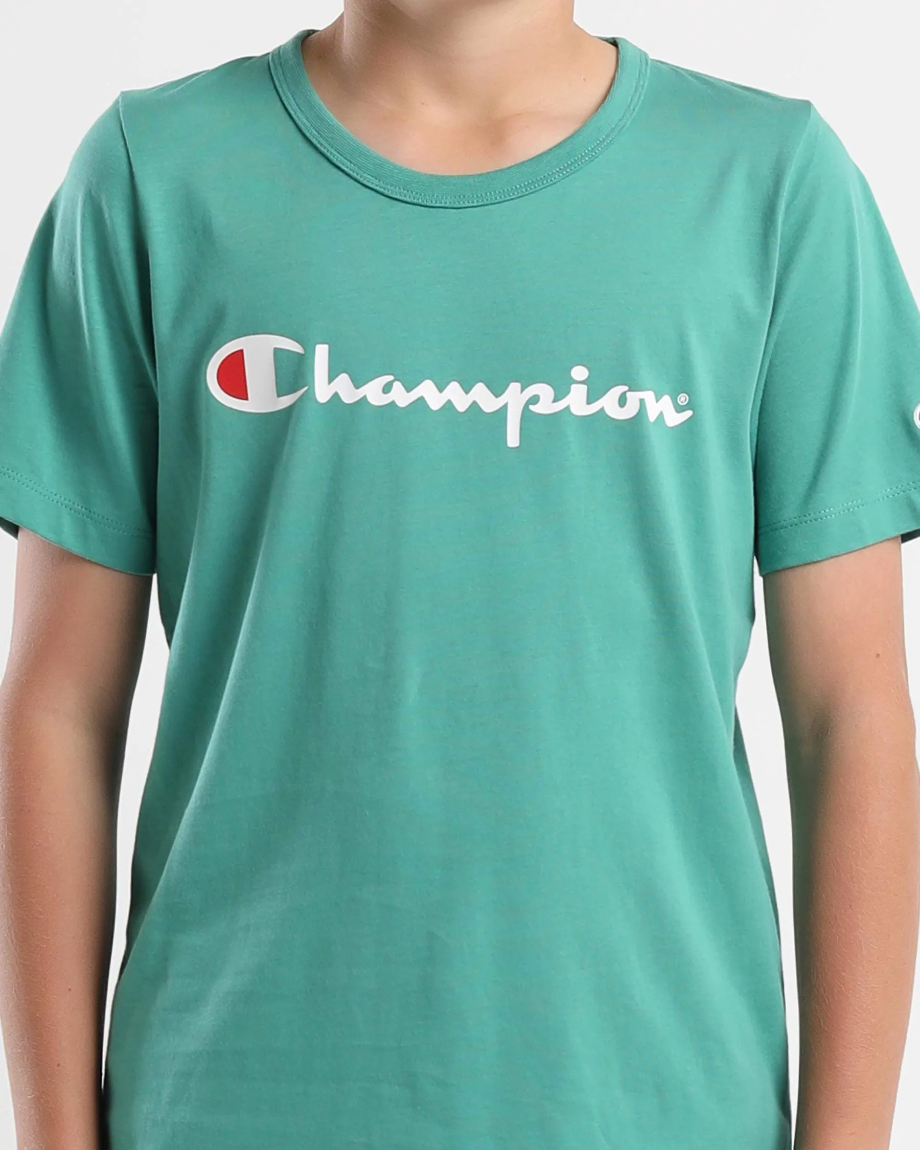 CHAMPION KID'S SCRIPT EMERALD GREEN TEE