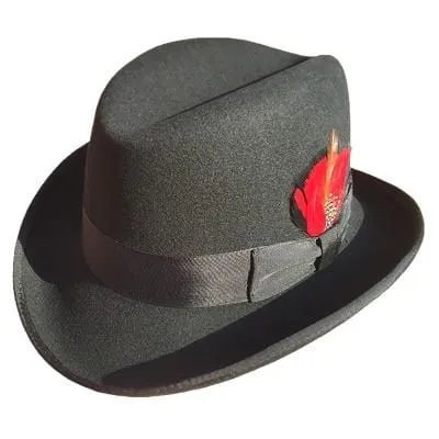 Classic Wool Felt Homburg Fedora Bowler Hat Black Blue Brown Red