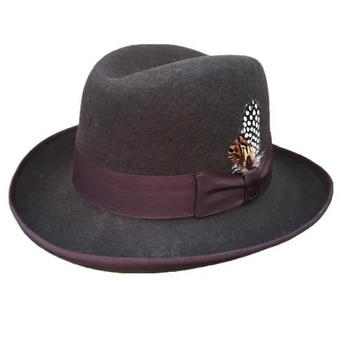 Classic Wool Felt Homburg Fedora Bowler Hat Black Blue Brown Red