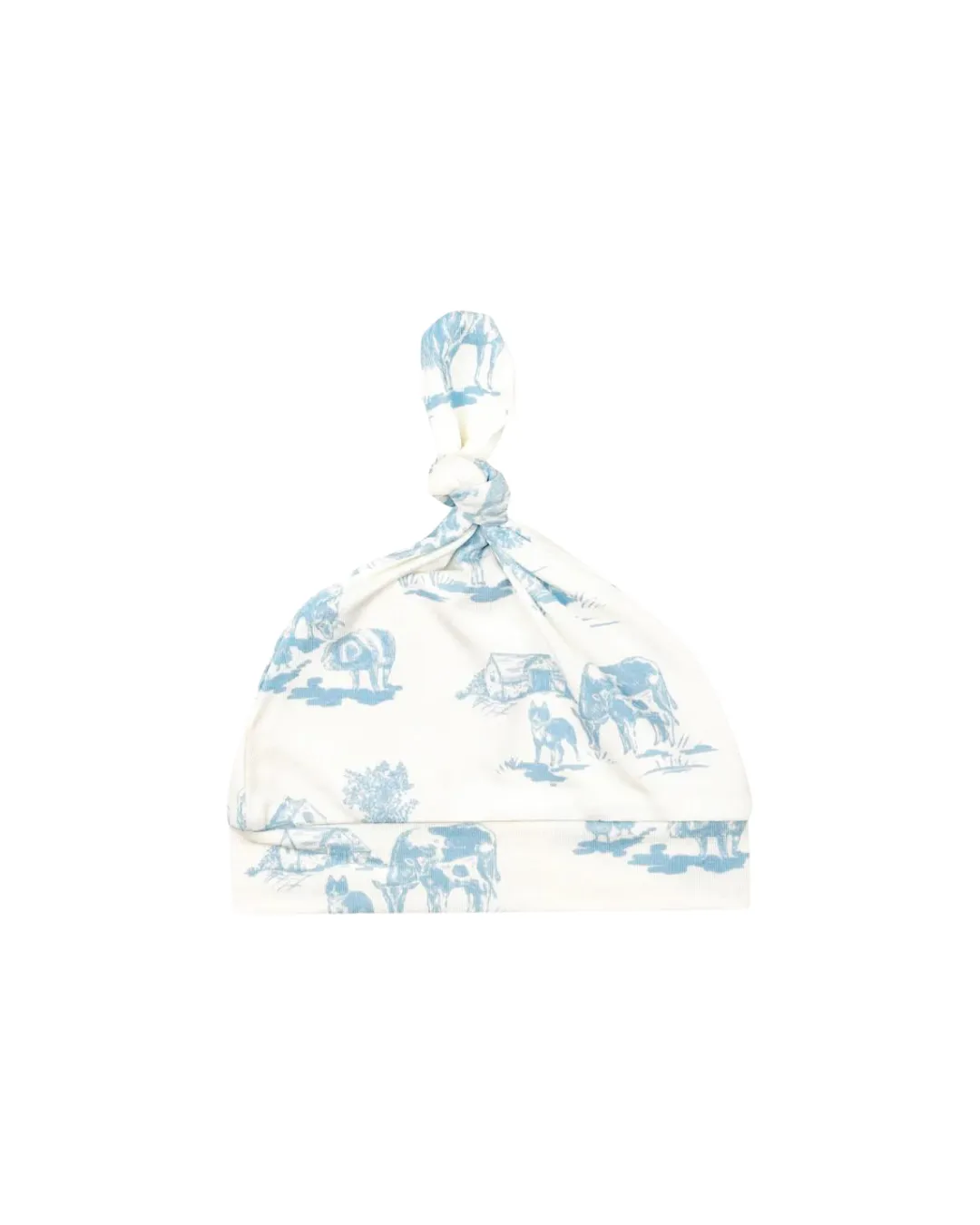 Farm Toile Knotted Hat Blue 0 3M