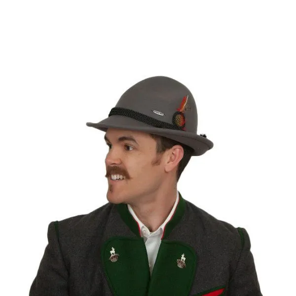 German Bavarian Style Gray 100% Wool Hat