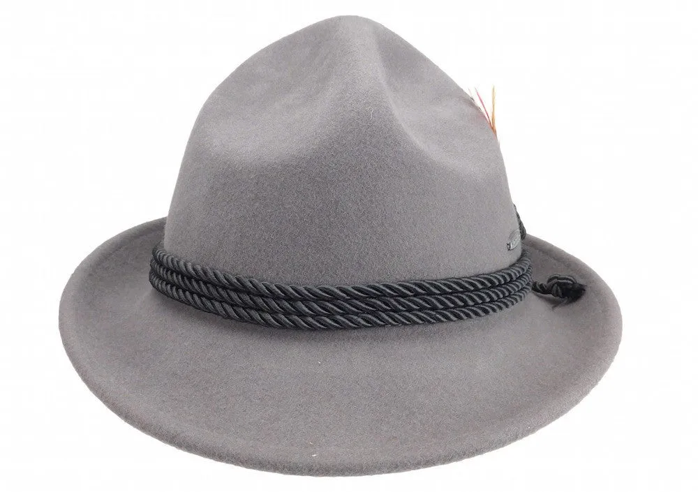 German Bavarian Style Gray 100% Wool Hat