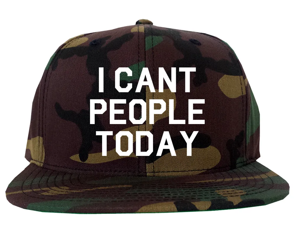 I Cant People Today Funny Mens Snapback Hat