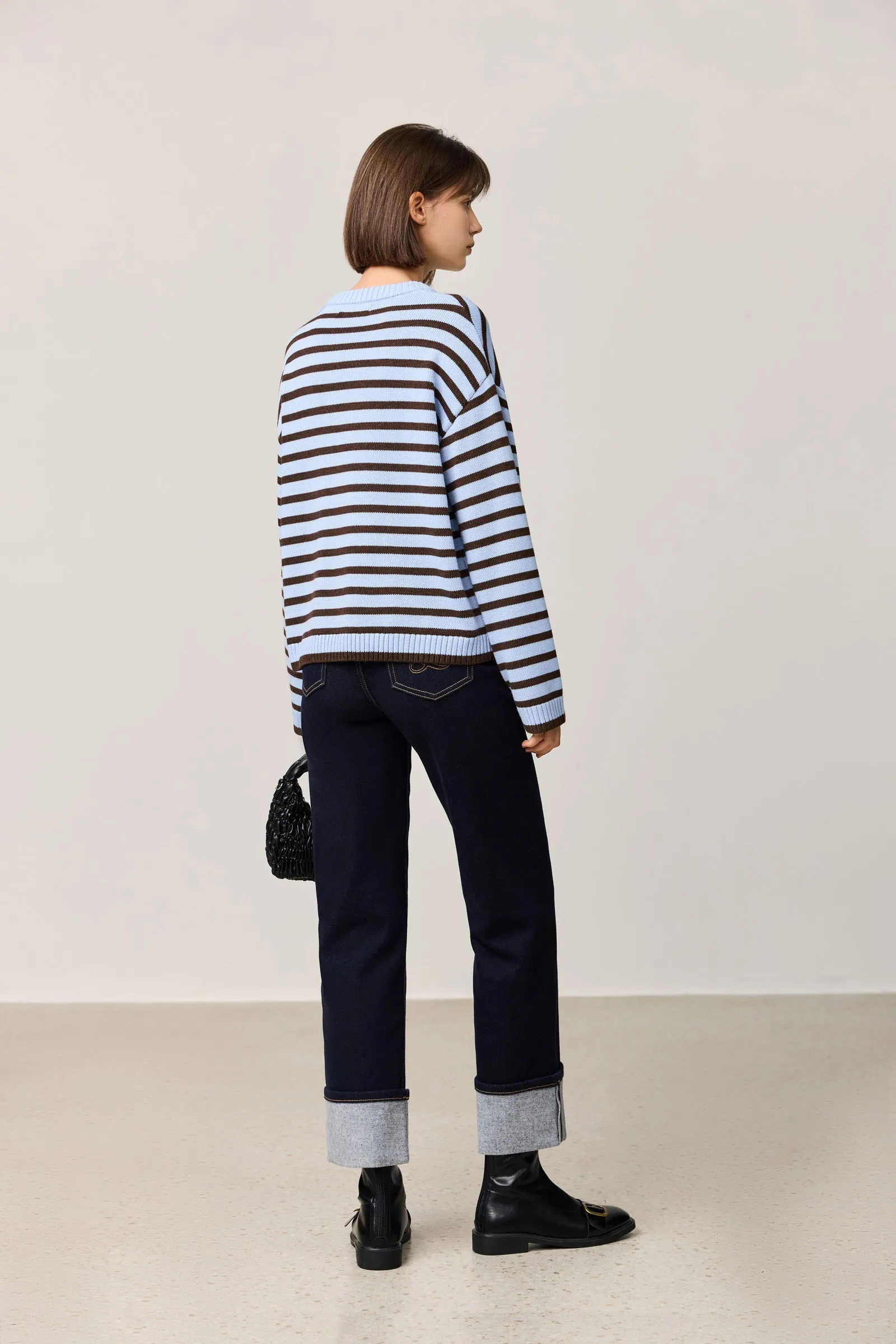 LILY Classic Horizontal Striped Crewneck Sweater