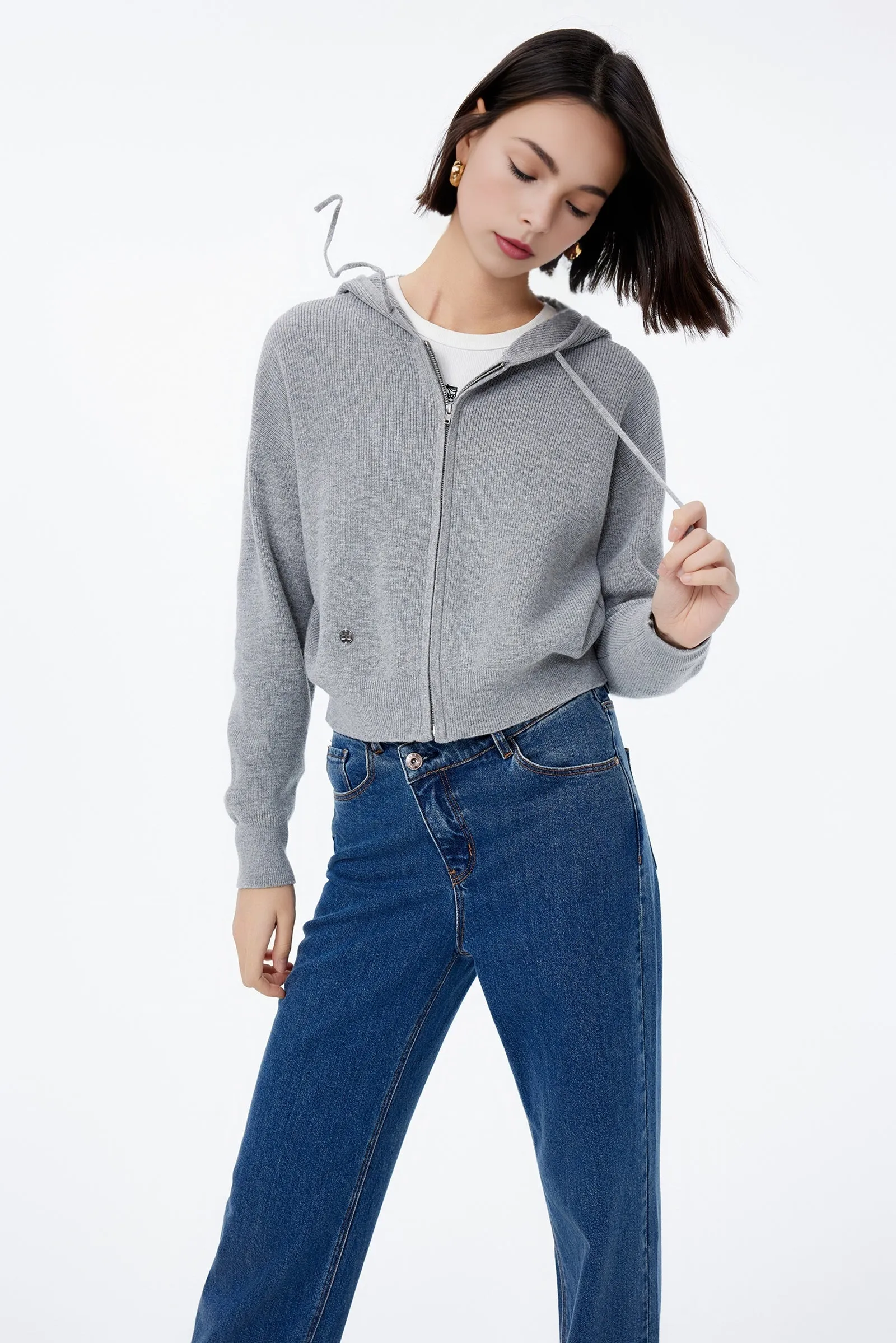 LILY Wool Hooded Knit Cardigan