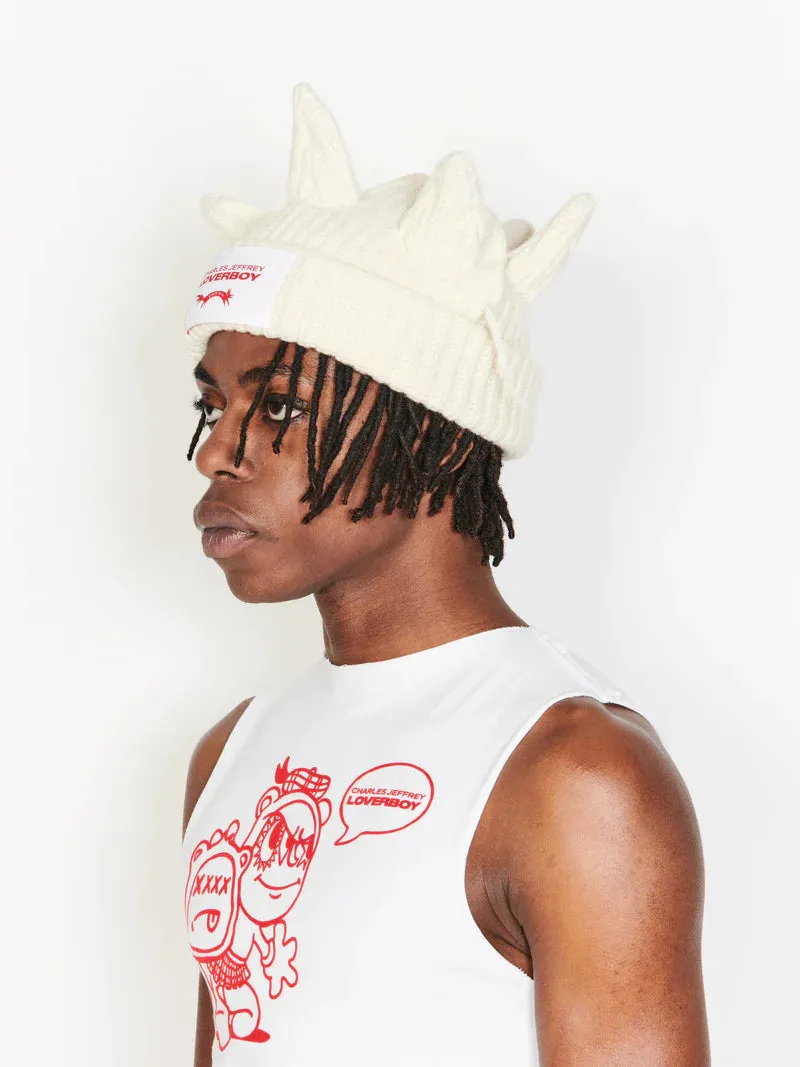 LOVERBOY BY CHARLES JEFFREY BERSERKER BEANIE WHITE