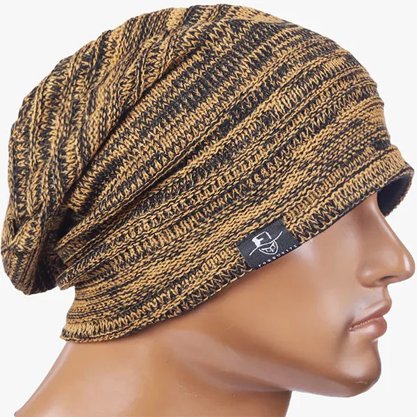 Mens Knit Slouchy Beanie Hat for Summer Winter B5001
