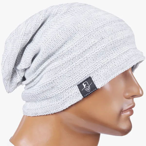 Mens Knit Slouchy Beanie Hat for Summer Winter B5001