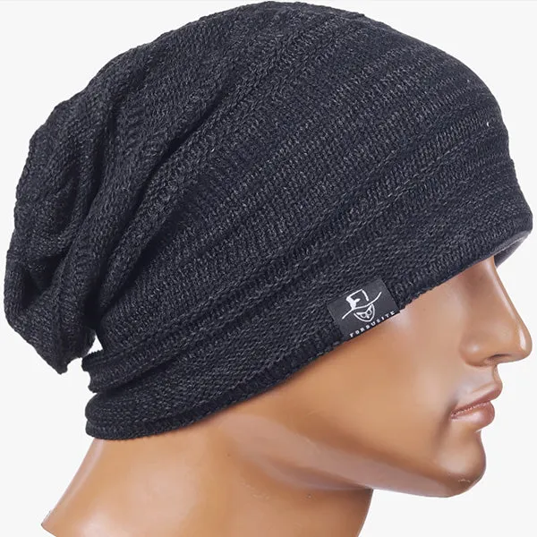 Mens Knit Slouchy Beanie Hat for Summer Winter B5001