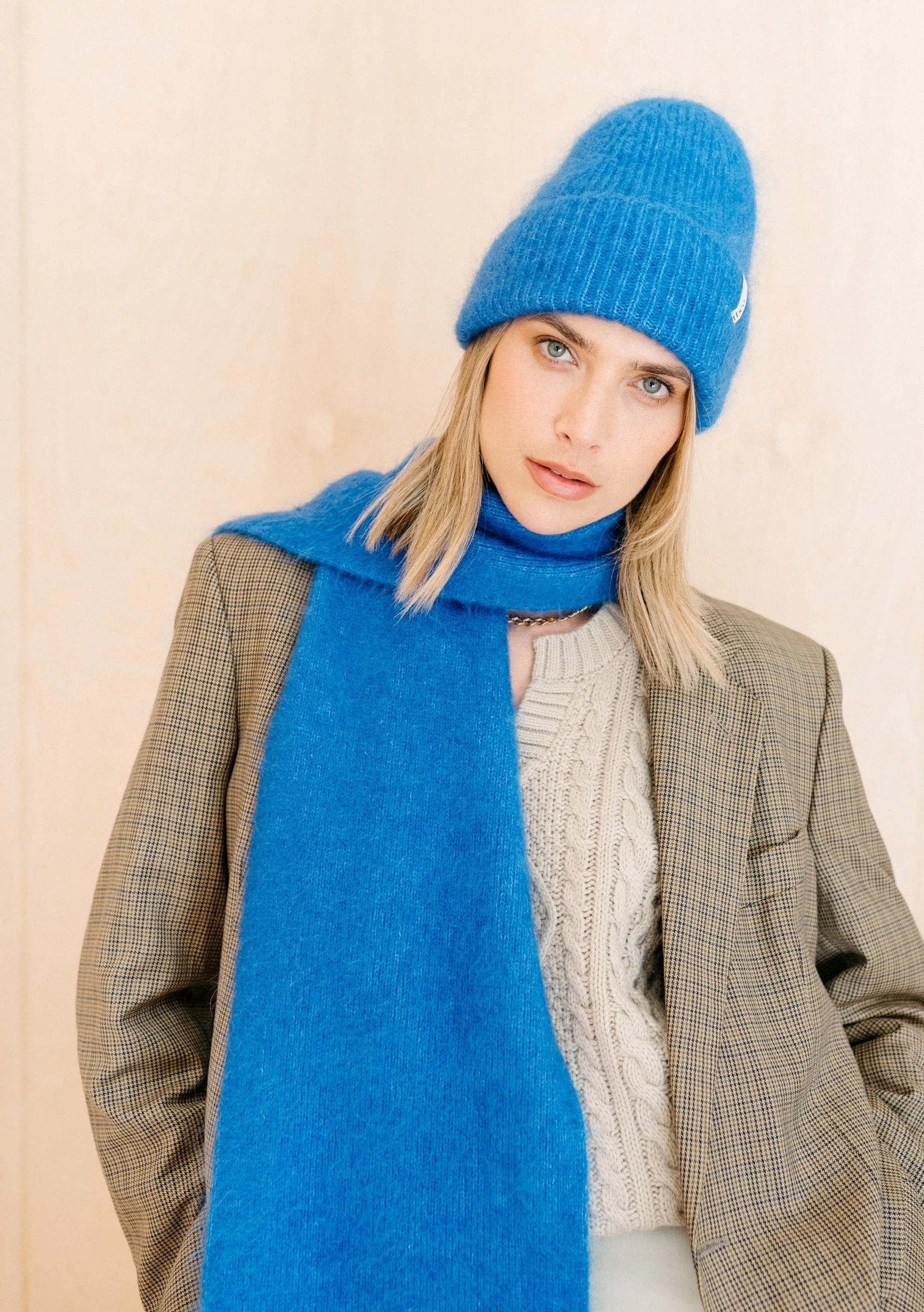 Mohair & Wool Beanie in Blue