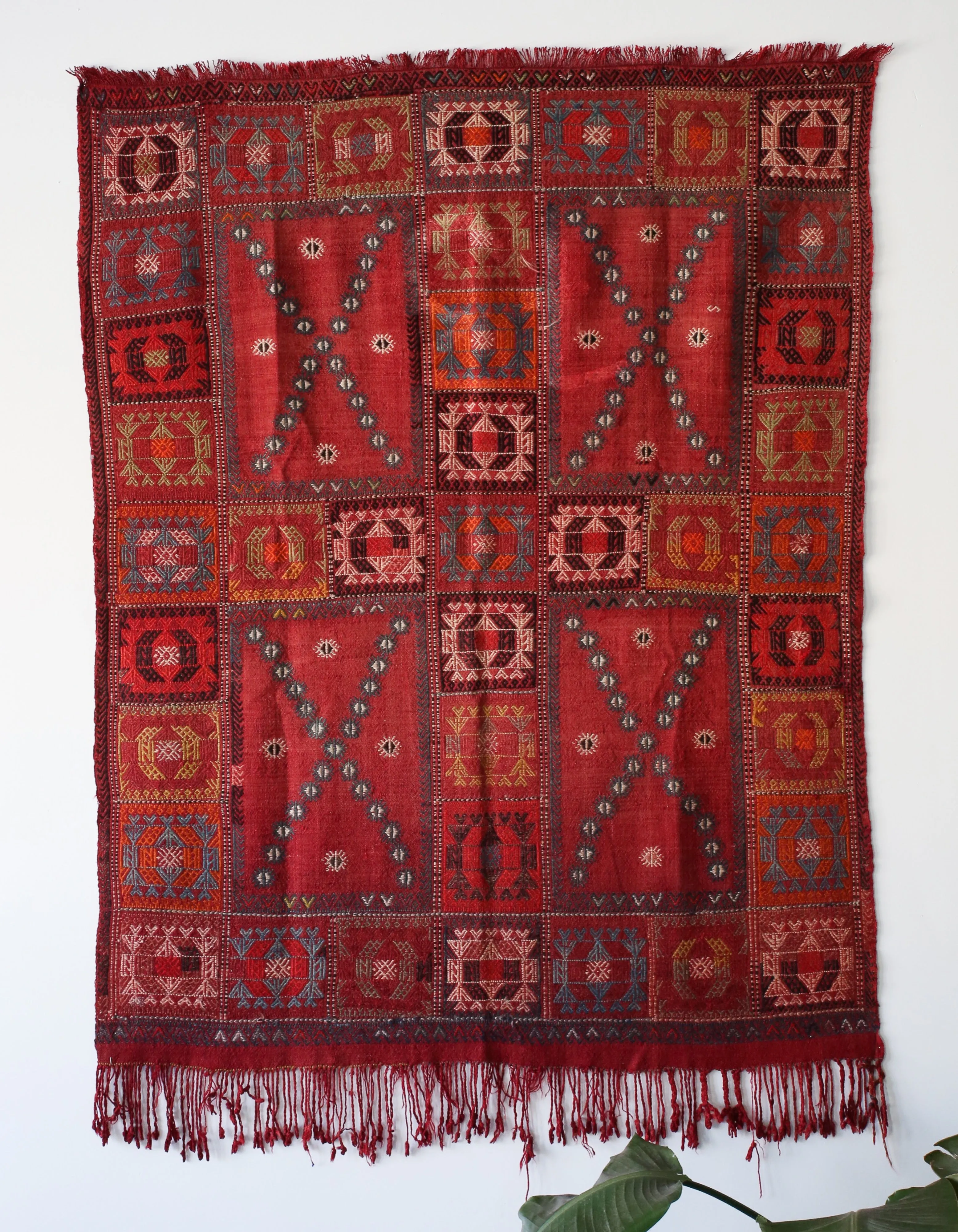 Old Konya Karapinar Cicim Kilim Rug 4.4ftx5.6ft