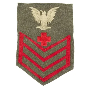 Original U.S. WWII USMC Navy Corpsman PO1 Petty Officer First Class Rate Patch