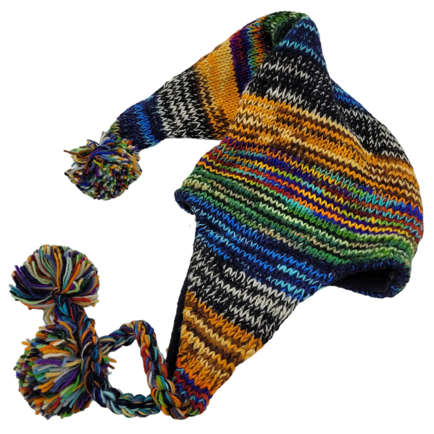 Pixie Hood Wool Hat with Pom-Poms (Adult)