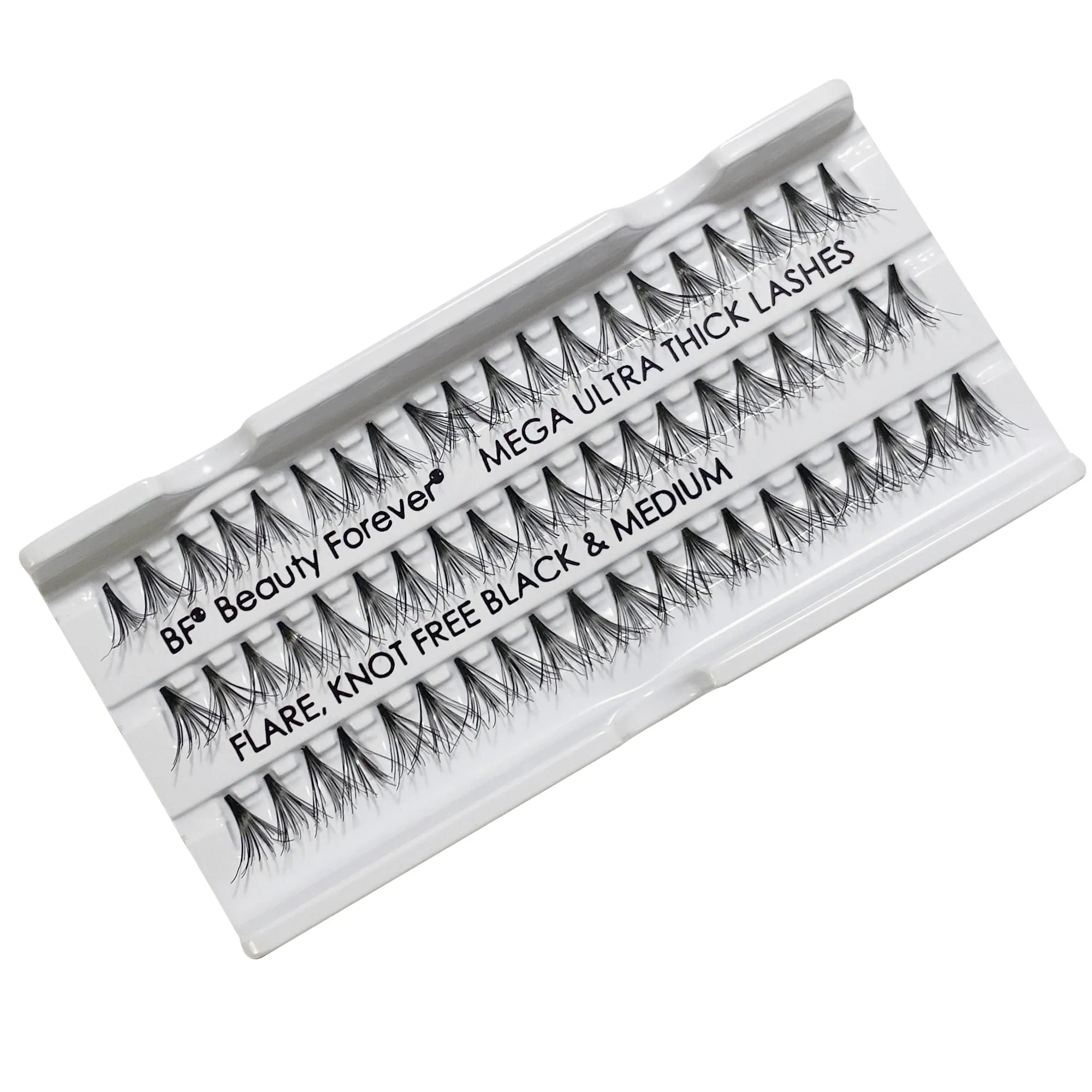 Professional Individual Mega Ultra Thick Lashes, 12 Ply Flare Black, Knot Free & Medium For Mega Volume (BF1011-Medium)