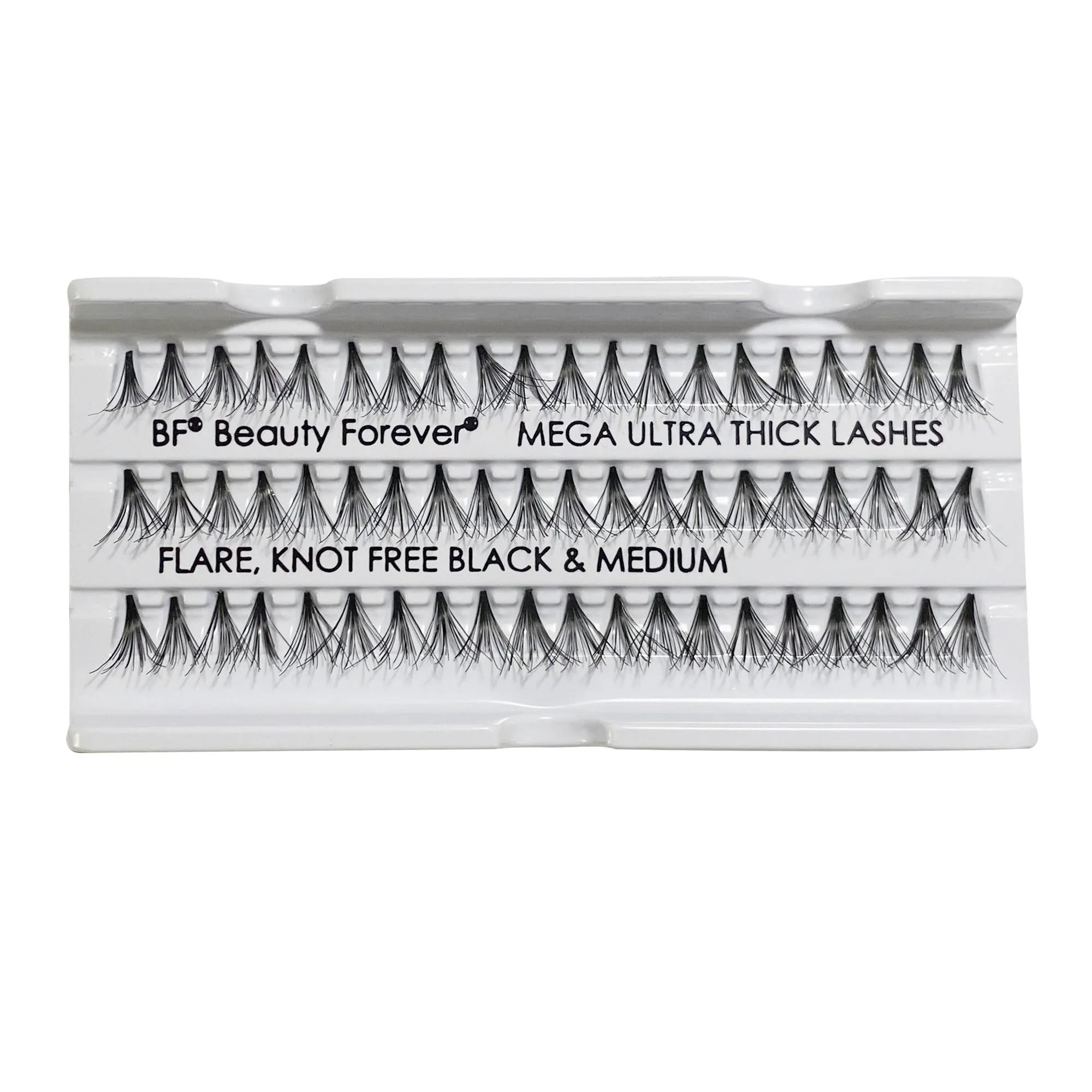 Professional Individual Mega Ultra Thick Lashes, 12 Ply Flare Black, Knot Free & Medium For Mega Volume (BF1011-Medium)
