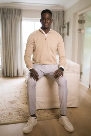 Quarter-Zip Knit in Creme