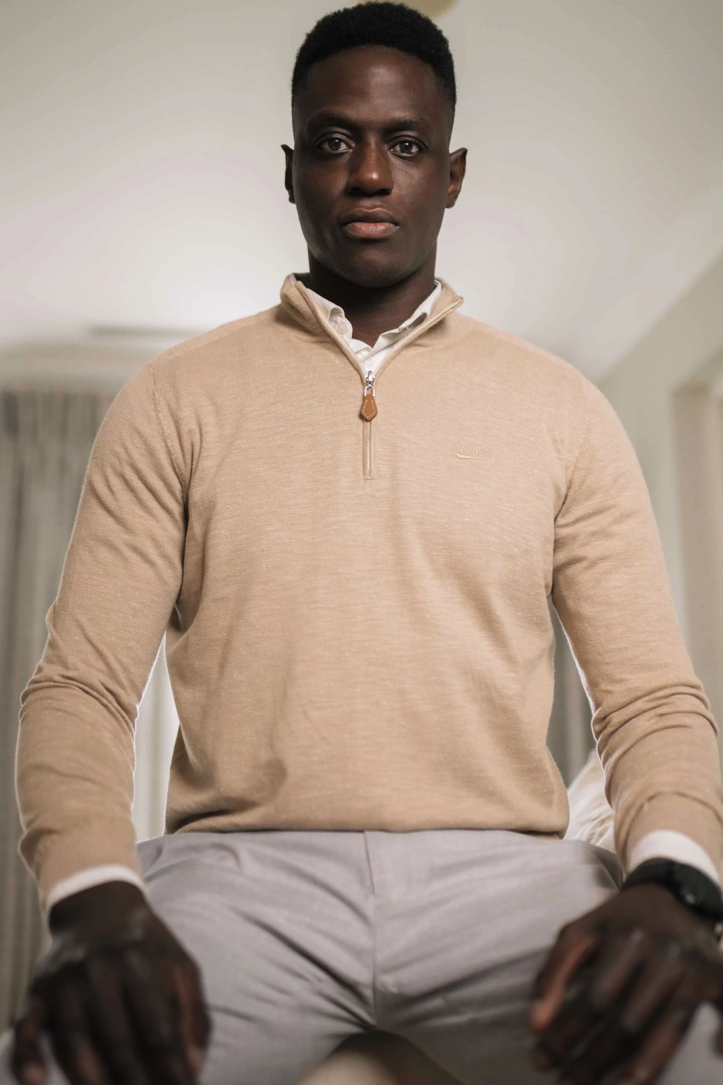 Quarter-Zip Knit in Creme