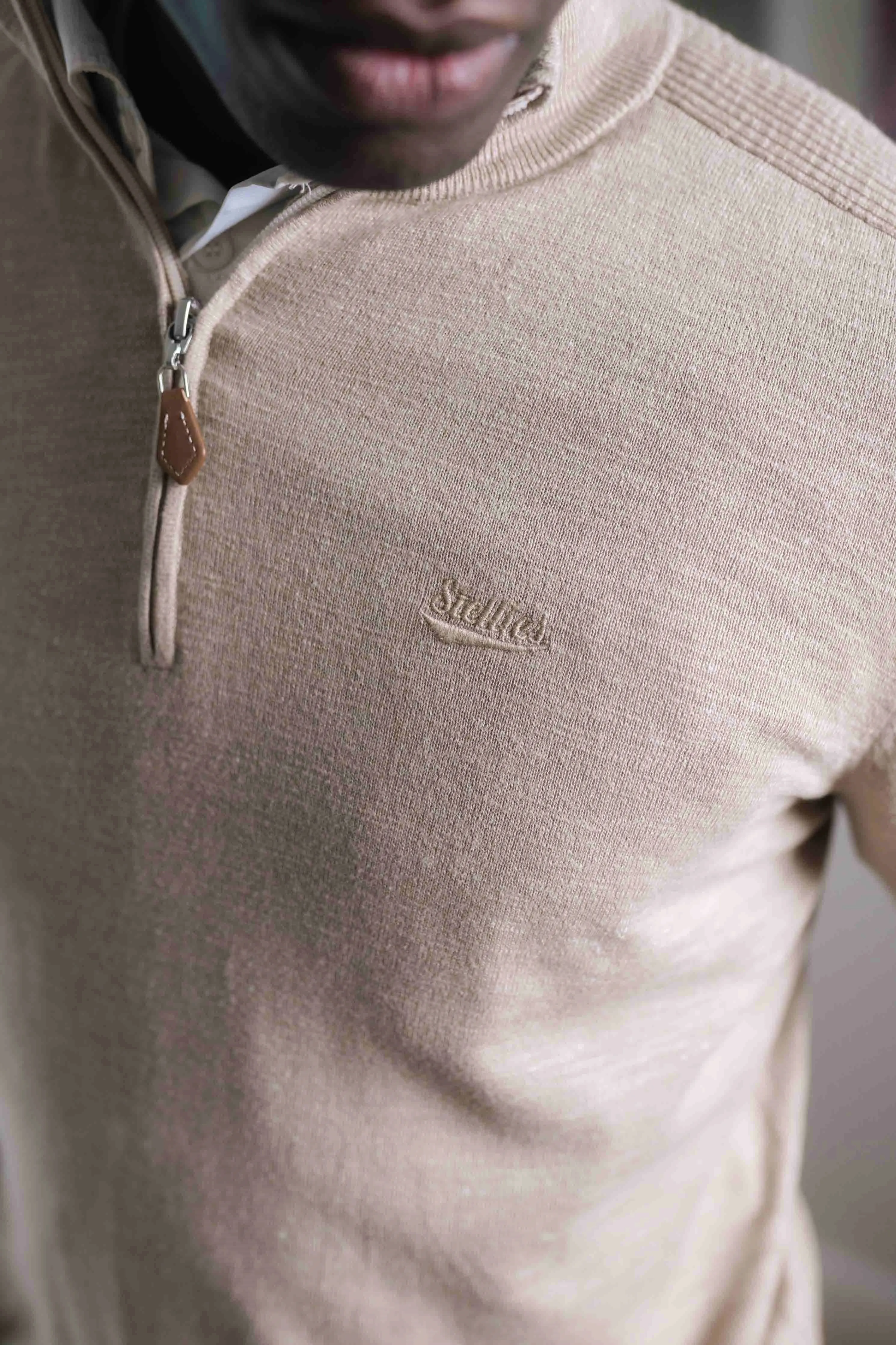 Quarter-Zip Knit in Creme