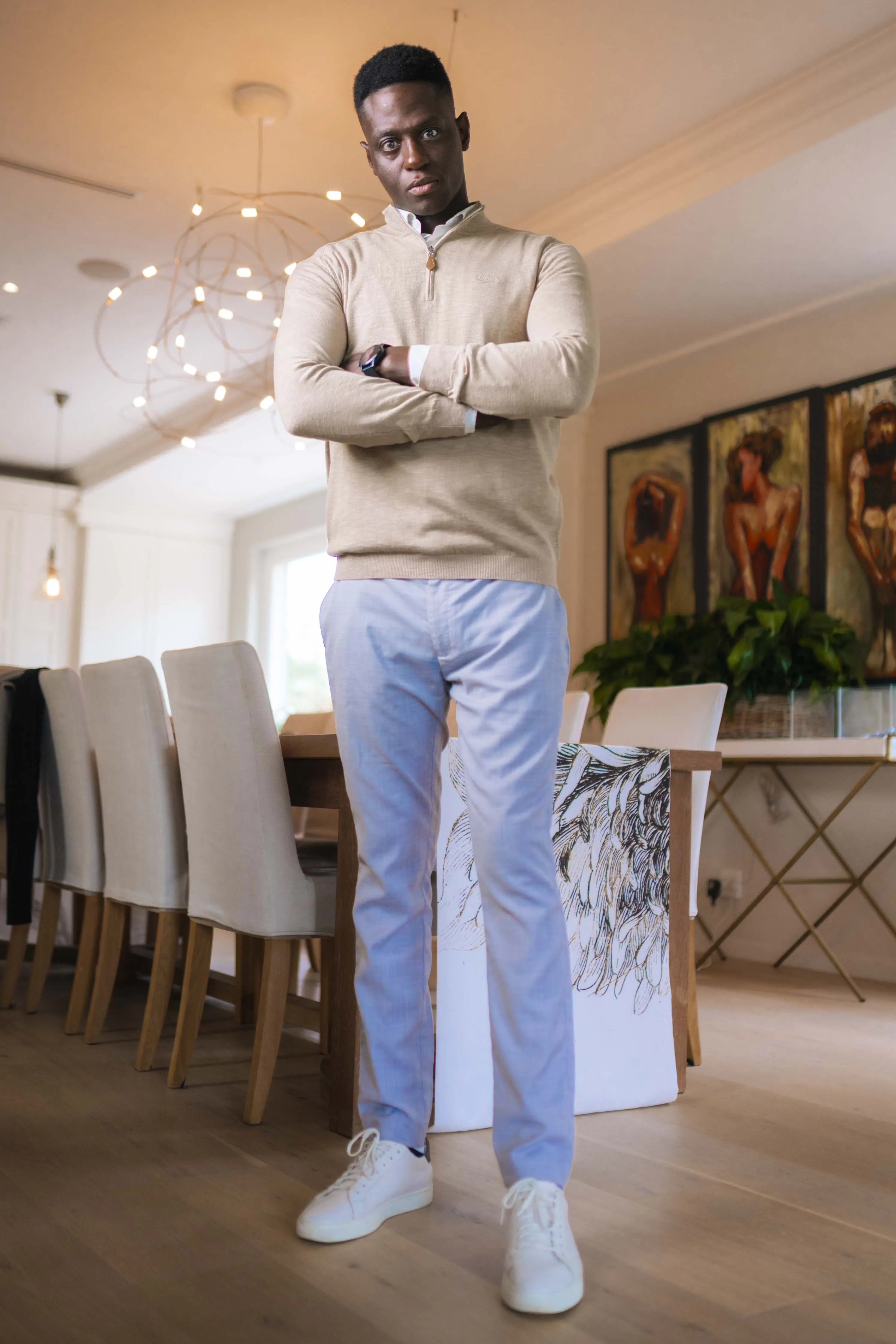 Quarter-Zip Knit in Creme