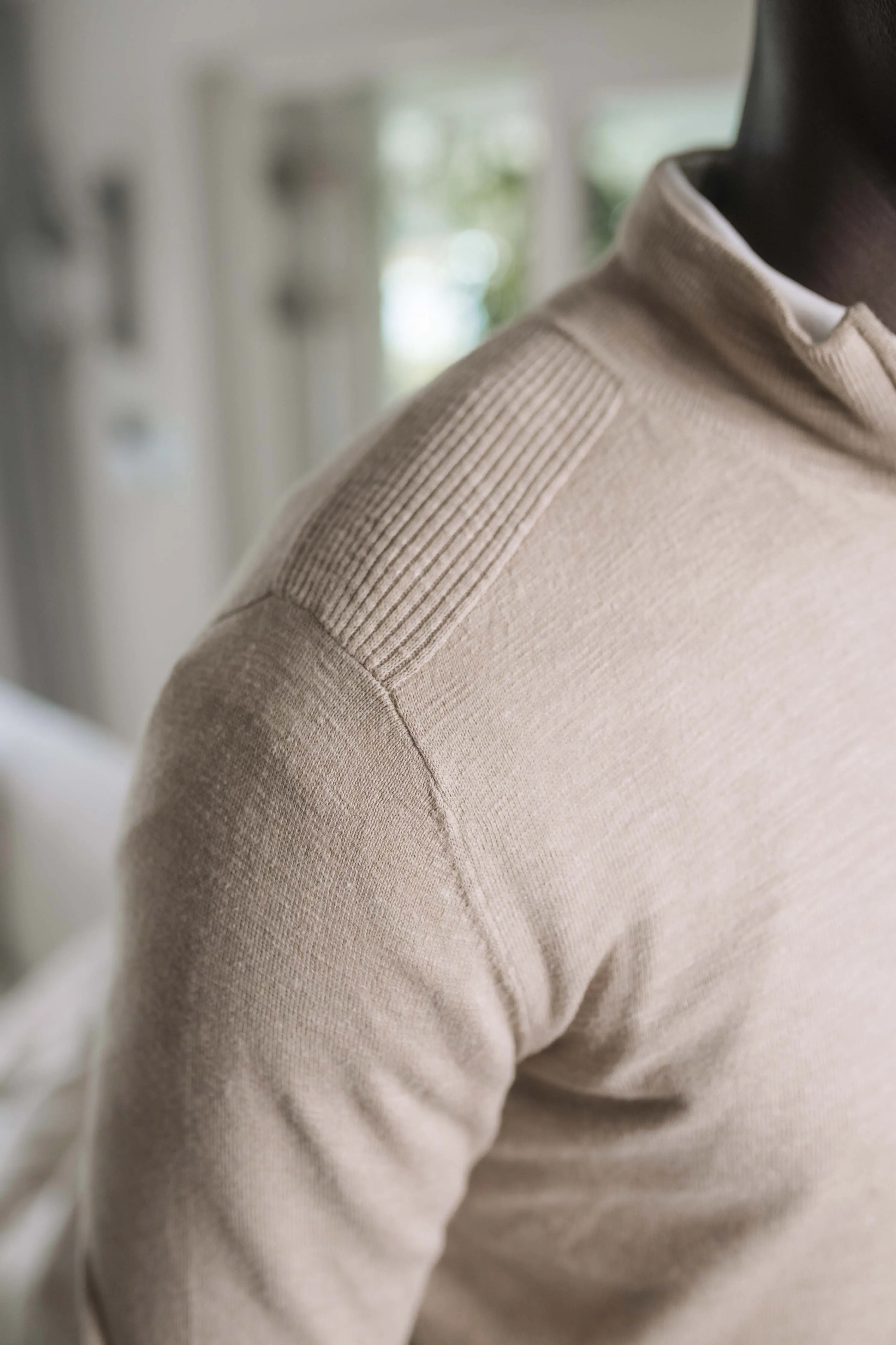 Quarter-Zip Knit in Creme