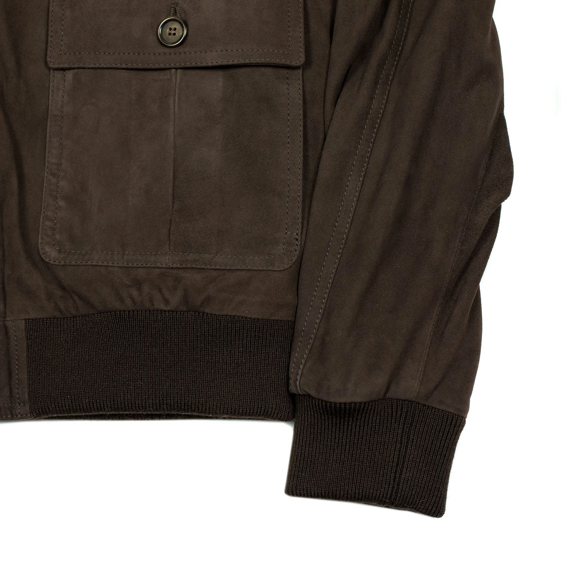 "Caffe" dark brown suede Valstarino bomber jacket, fully lined (restock)
