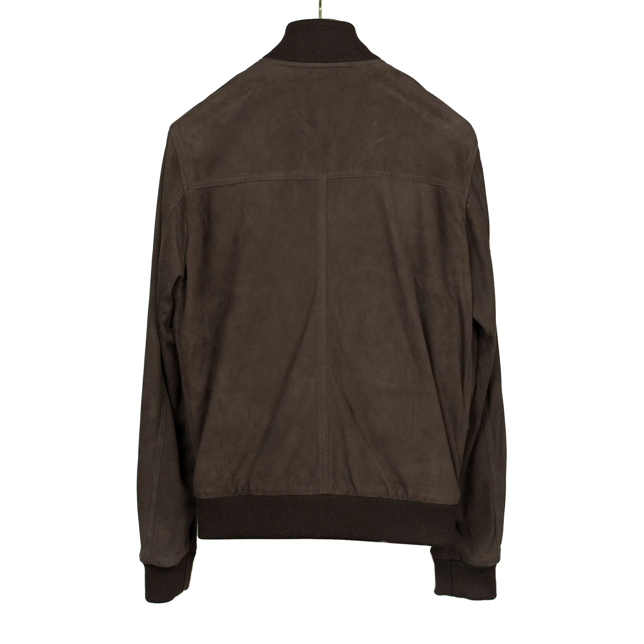 "Caffe" dark brown suede Valstarino bomber jacket, fully lined (restock)