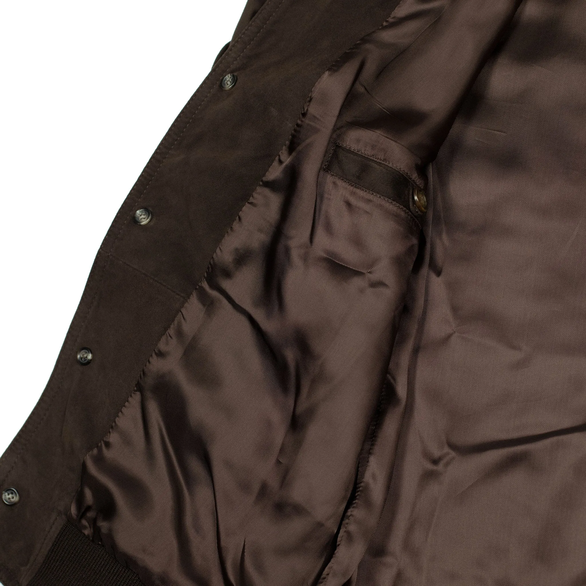 "Caffe" dark brown suede Valstarino bomber jacket, fully lined (restock)