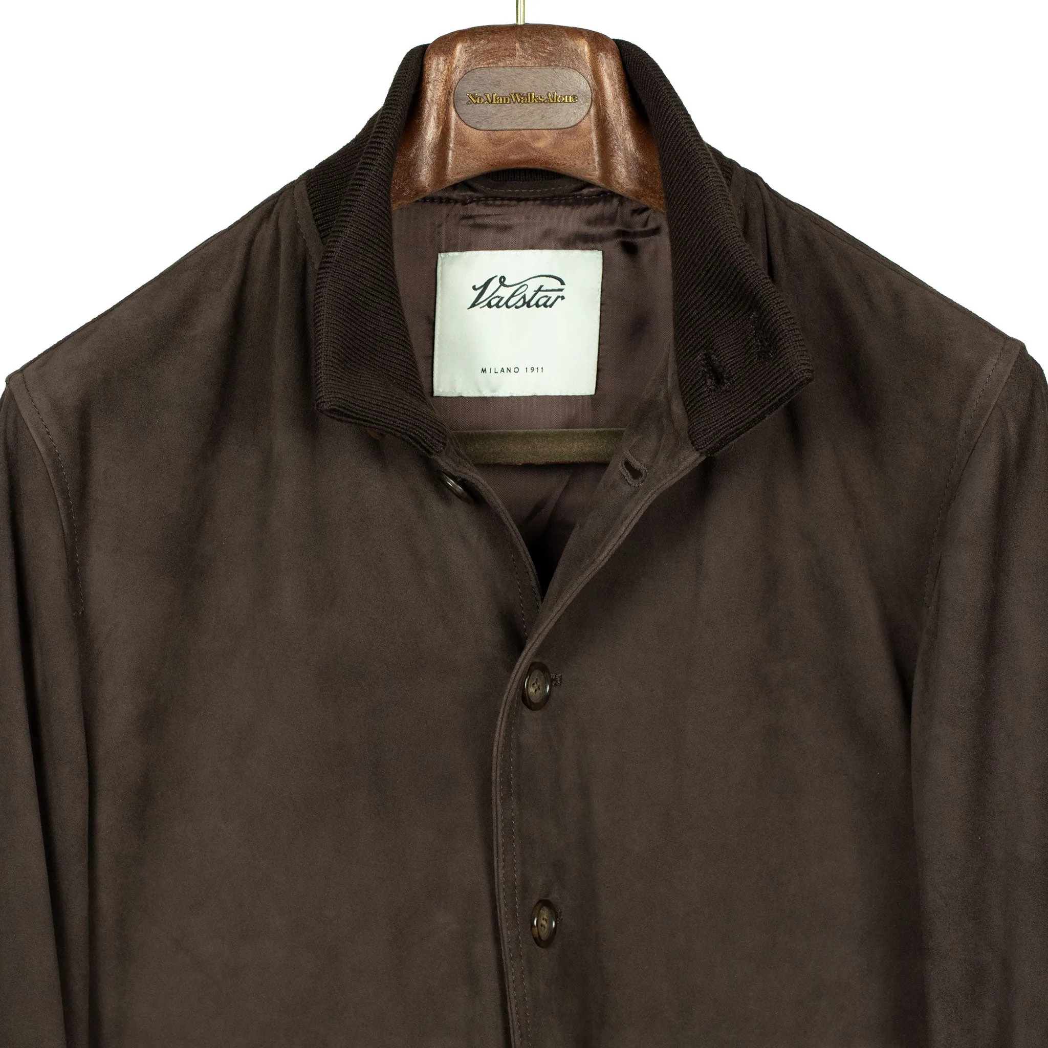 "Caffe" dark brown suede Valstarino bomber jacket, fully lined (restock)