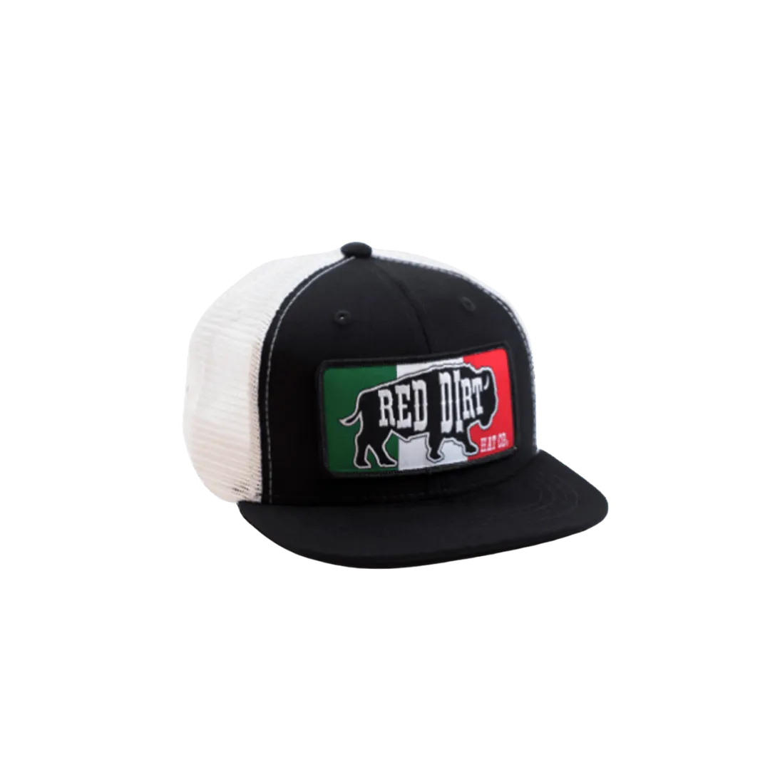 Red Dirt Kid's Mexican Flag Mesh Snap Back Patch Cap Black Hats