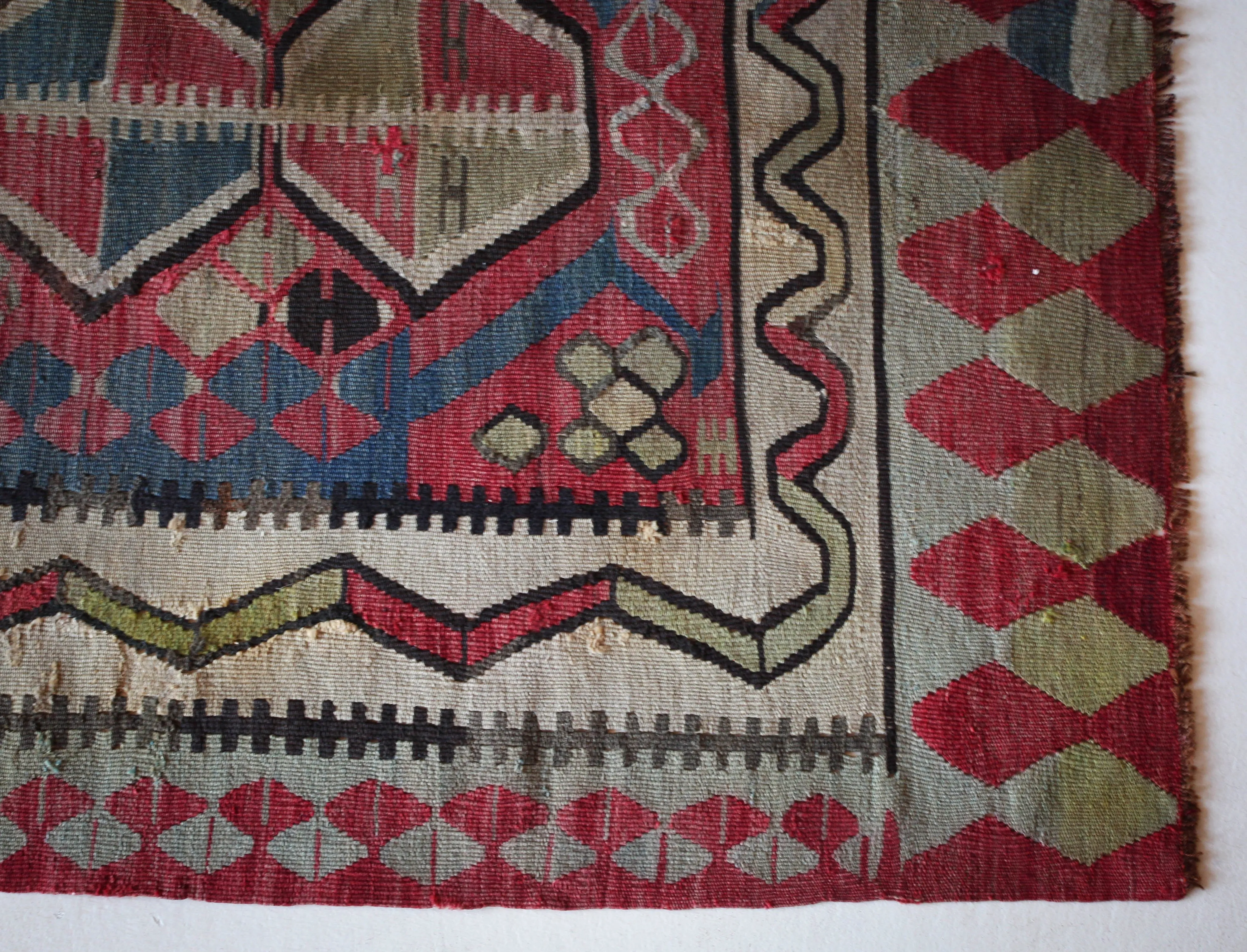 Semi-Antique central Anatolian Kilim Rug 3'8"x4'9"