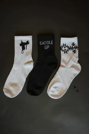 Sock Em Silly Western Vibes Socks, Three Styles