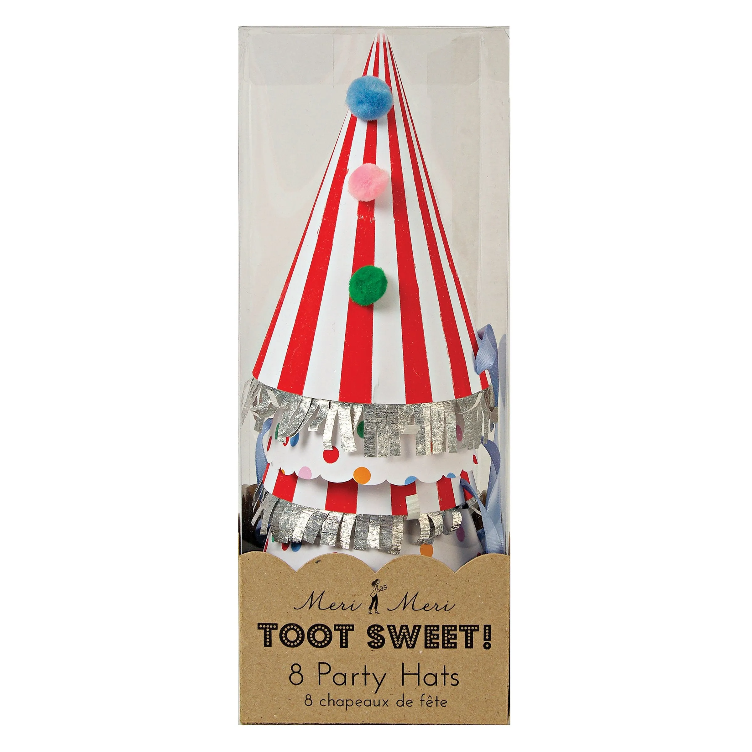 Spots & Stripes Party Hats (x 8)