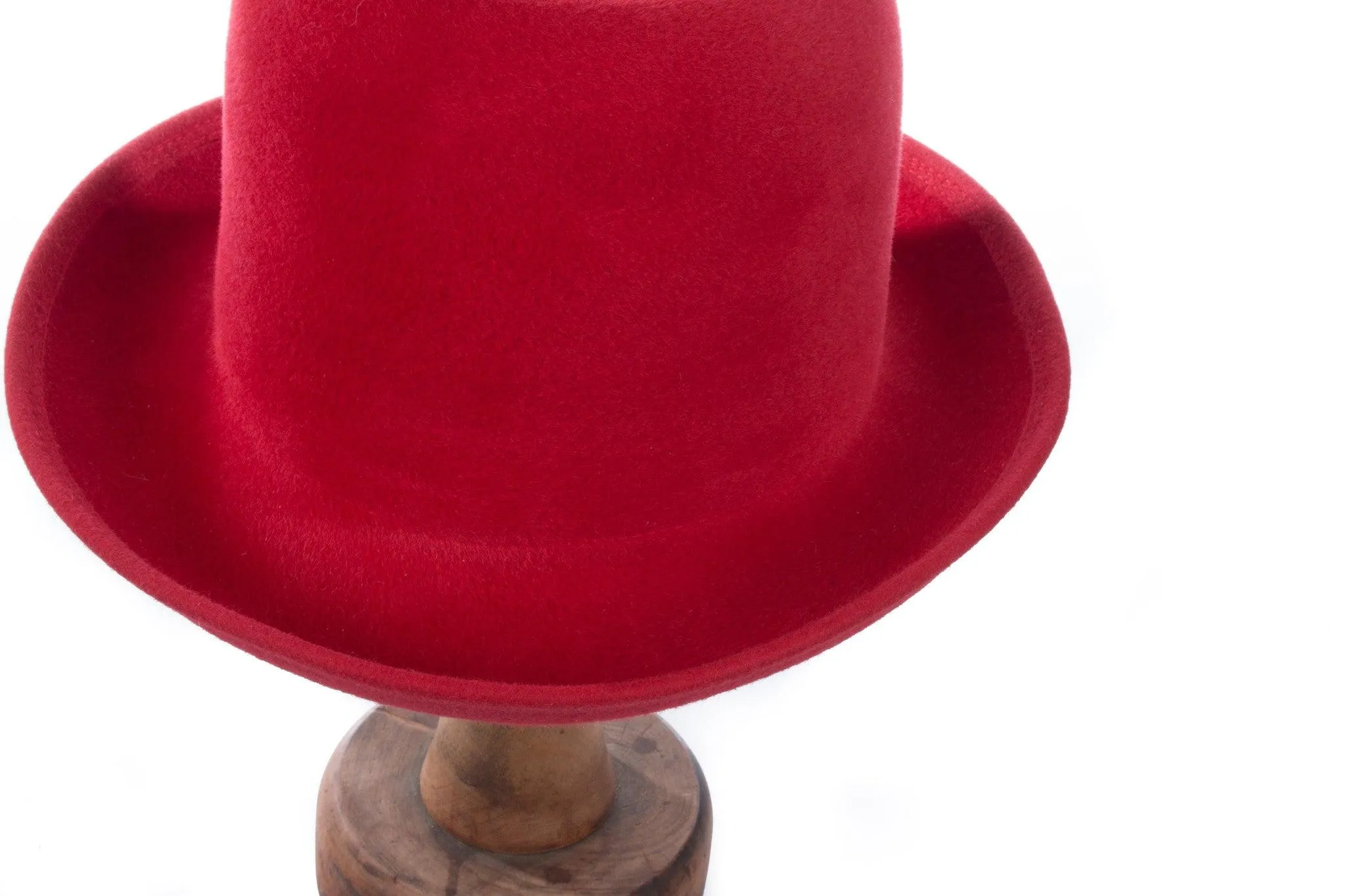 Vintage Red Felt Fedora Style Hat Size M