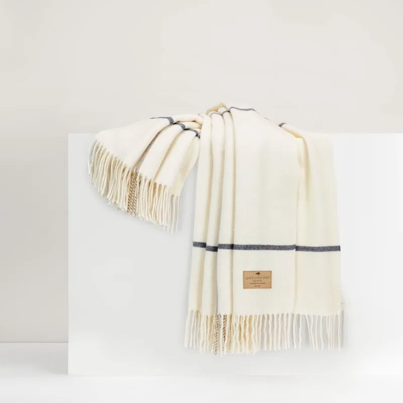 Windowpane Cashmere Throw Ecru & Navy by Lands Downunder