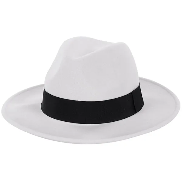 Wool Felt Wide Brim Fedora Hats for Women Men B5030