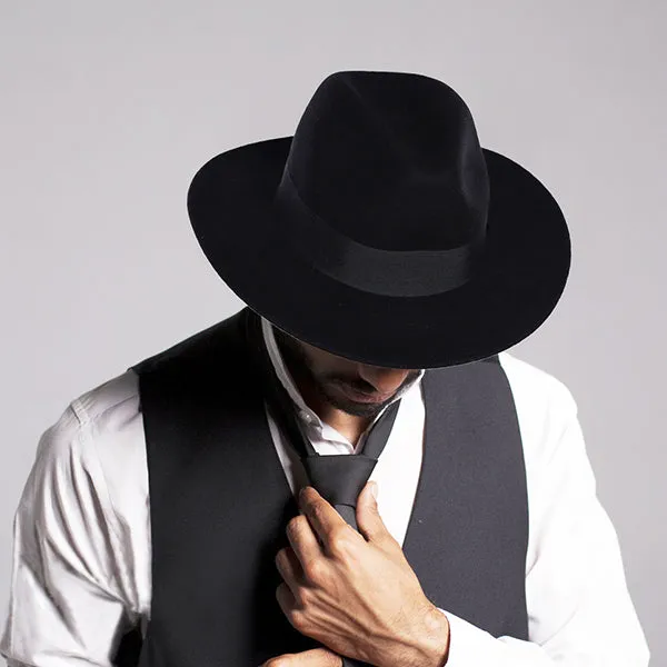 Wool Felt Wide Brim Fedora Hats for Women Men B5030