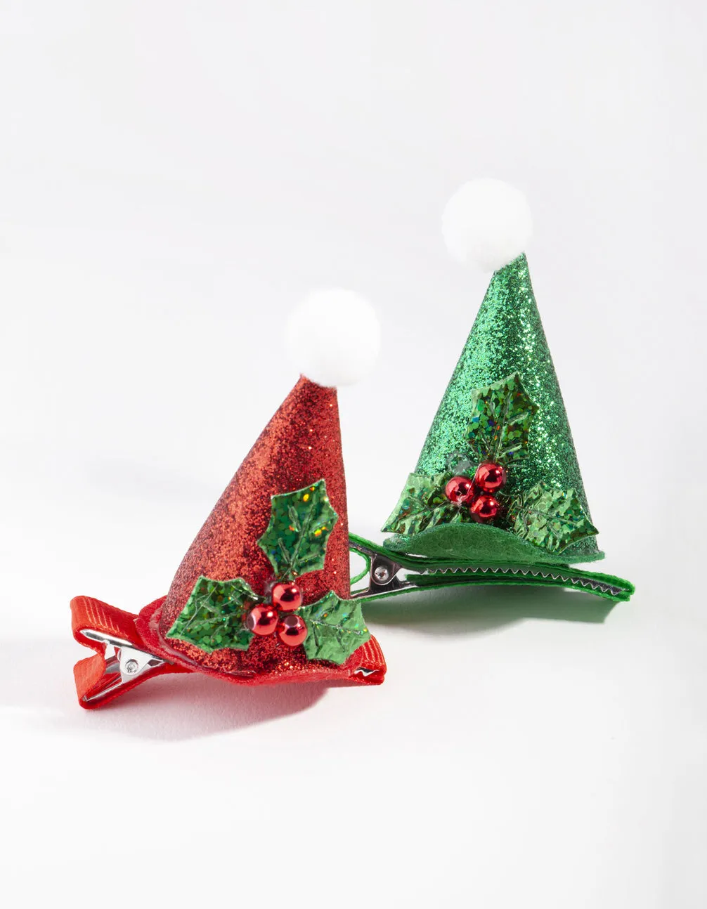 Xmas Santa Hat Hair Clip Pack
