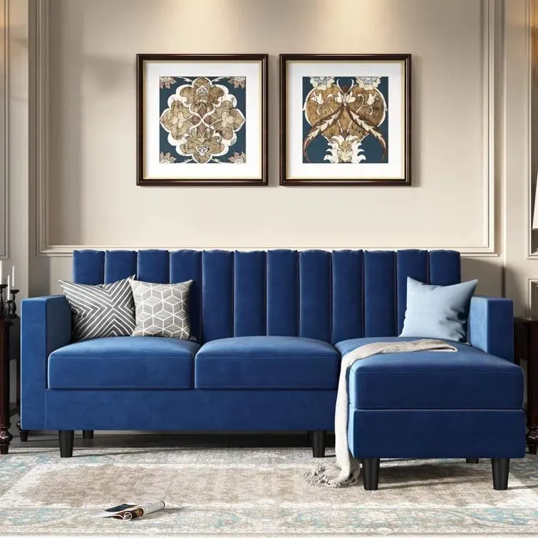 Zia L Shape 3 Seater Reversible Sofa with Ottoman for Living Room