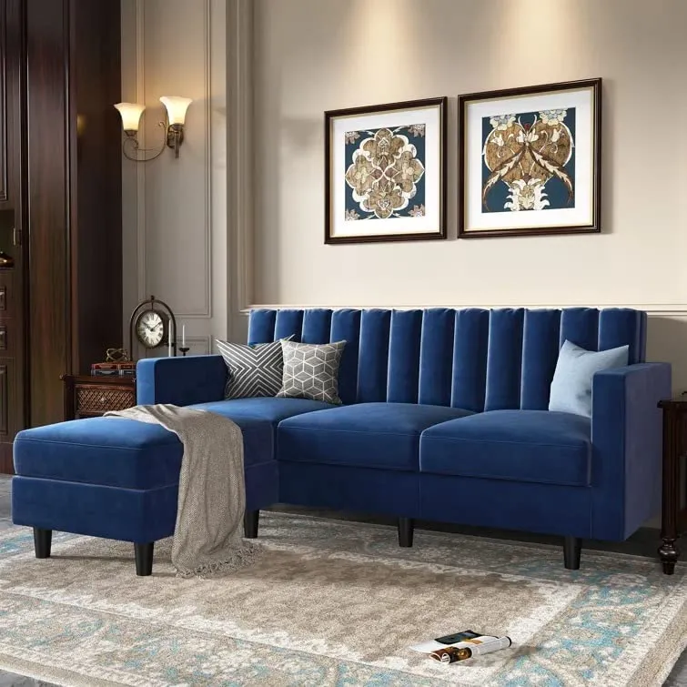 Zia L Shape 3 Seater Reversible Sofa with Ottoman for Living Room