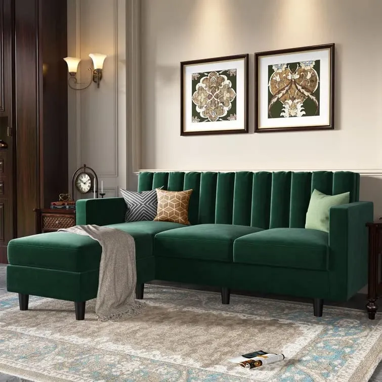 Zia L Shape 3 Seater Reversible Sofa with Ottoman for Living Room