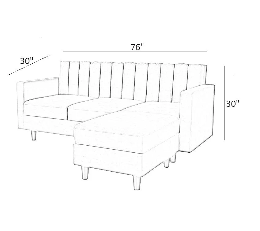 Zia L Shape 3 Seater Reversible Sofa with Ottoman for Living Room